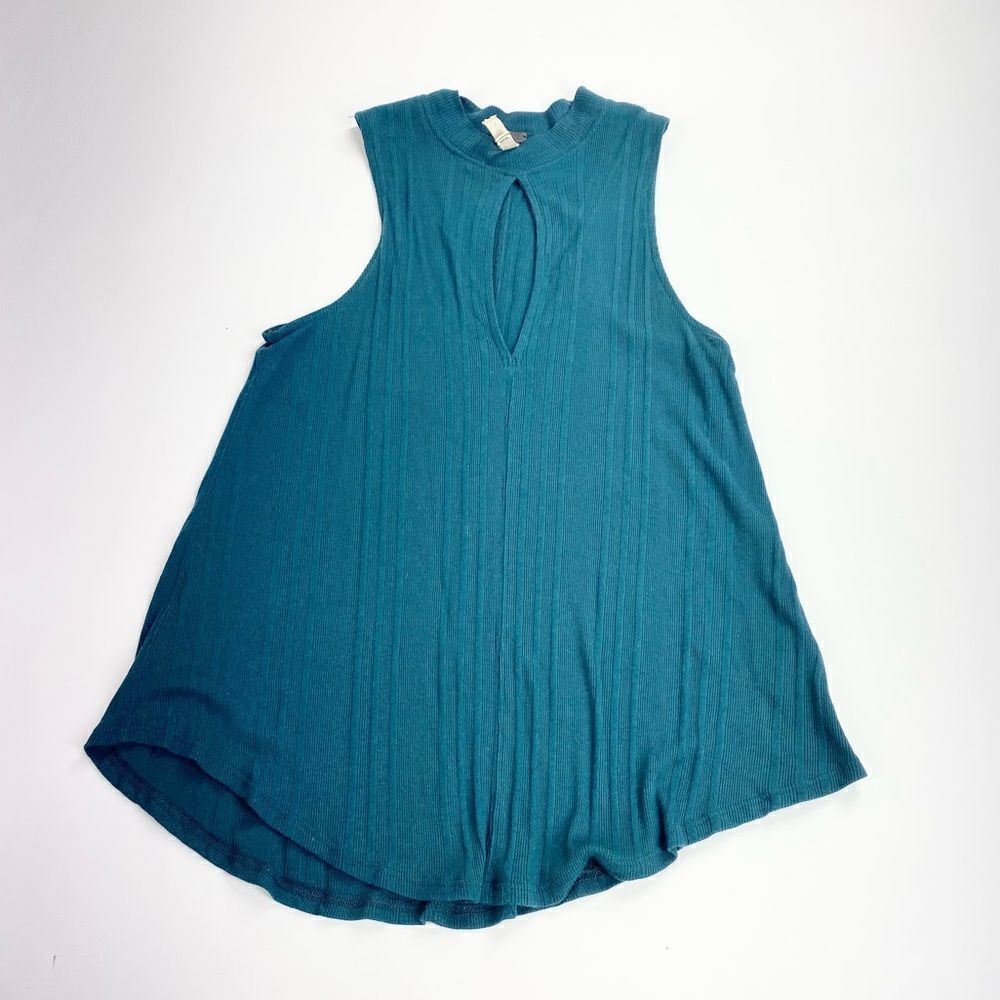 We the Free teal ribbed keyhole tank S